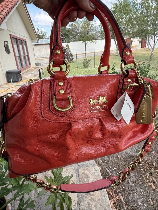 Coach Handbags - Coach Madison Sabrina 12957 Coral Patent Leather Satchel NWT Tags